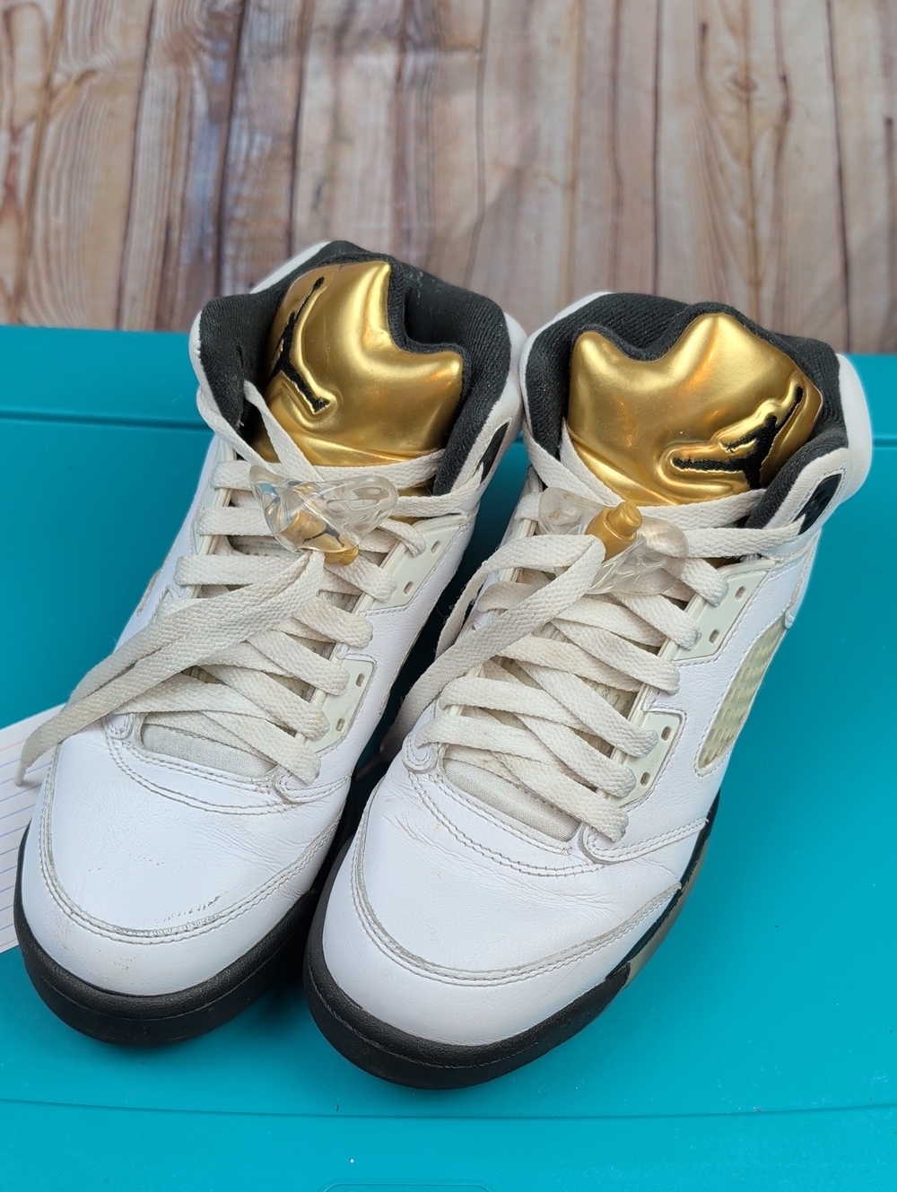 Nike Retro Air Jordan 5 Olympic Black White Gold Size 6.5 Youth
